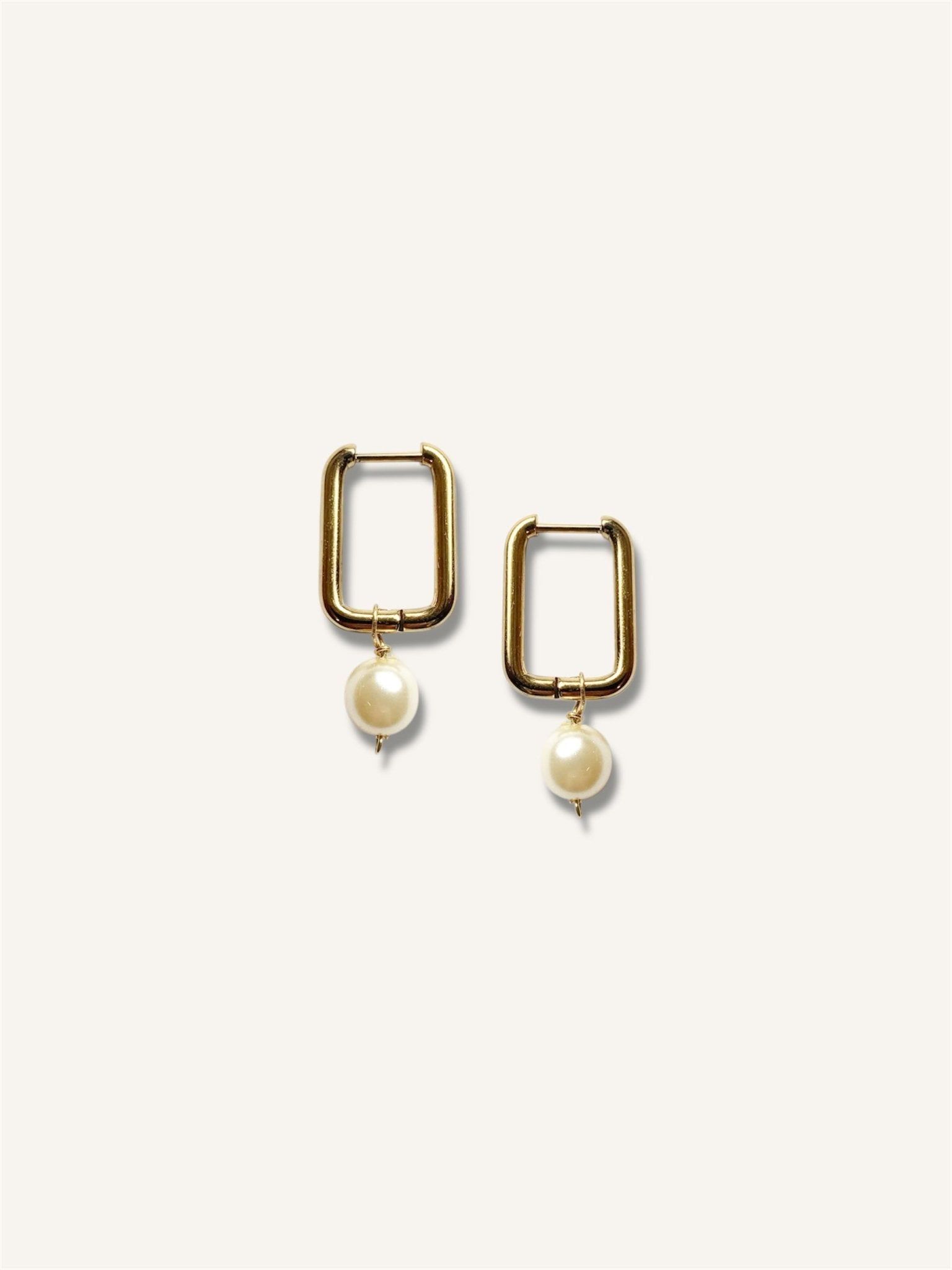 Boucles d’oreilles rectangulaire perle unique - 13Or