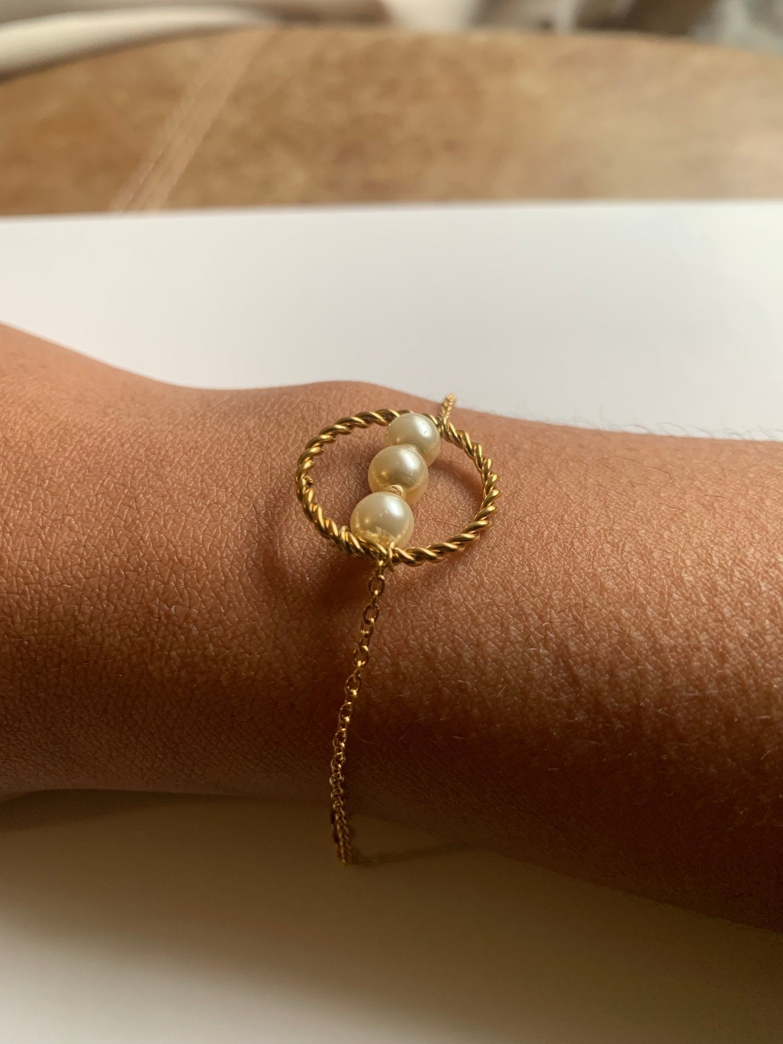Bracelet anneau triple perles - 13Or