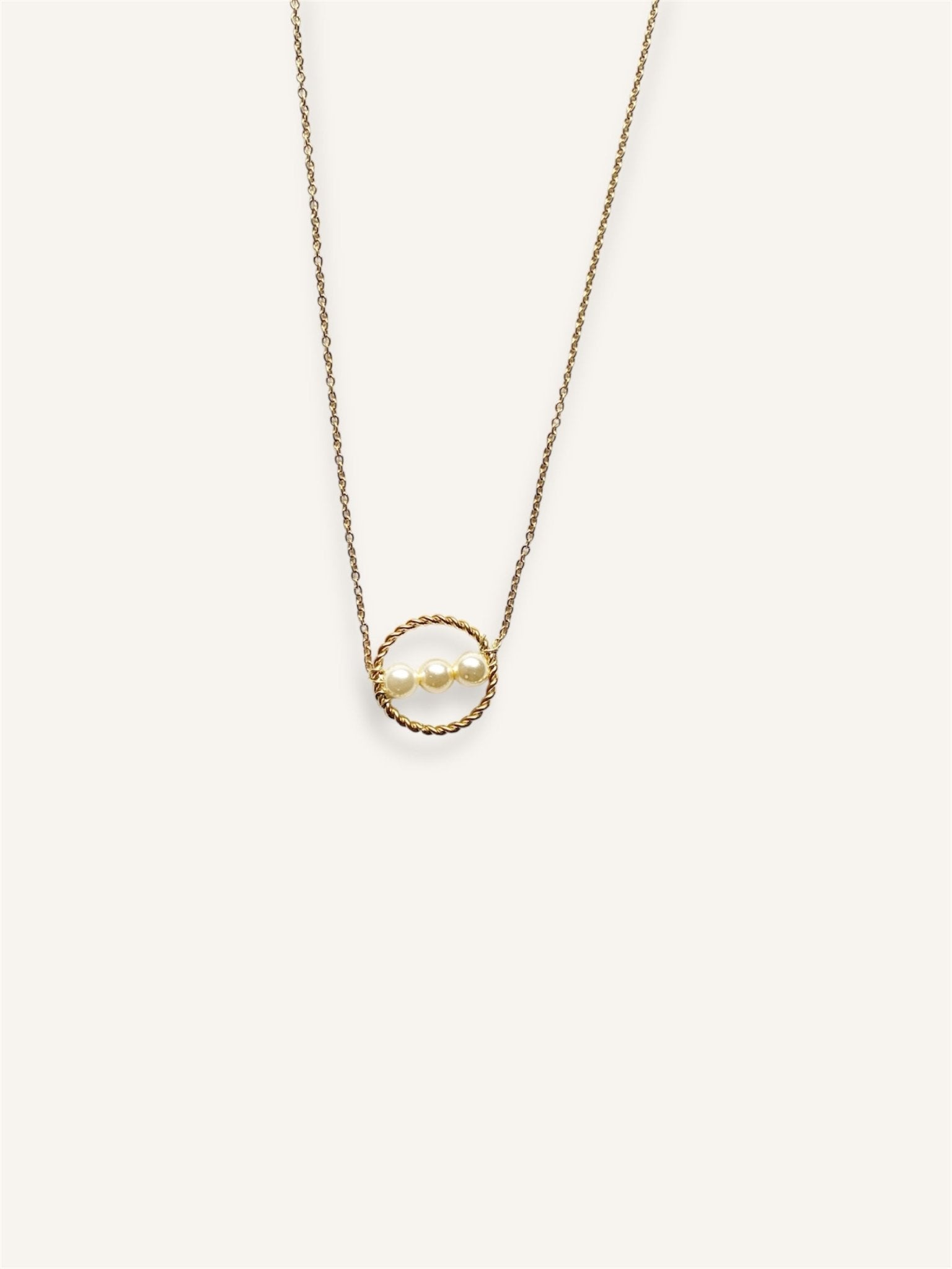Collier anneau triple perles - 13Or