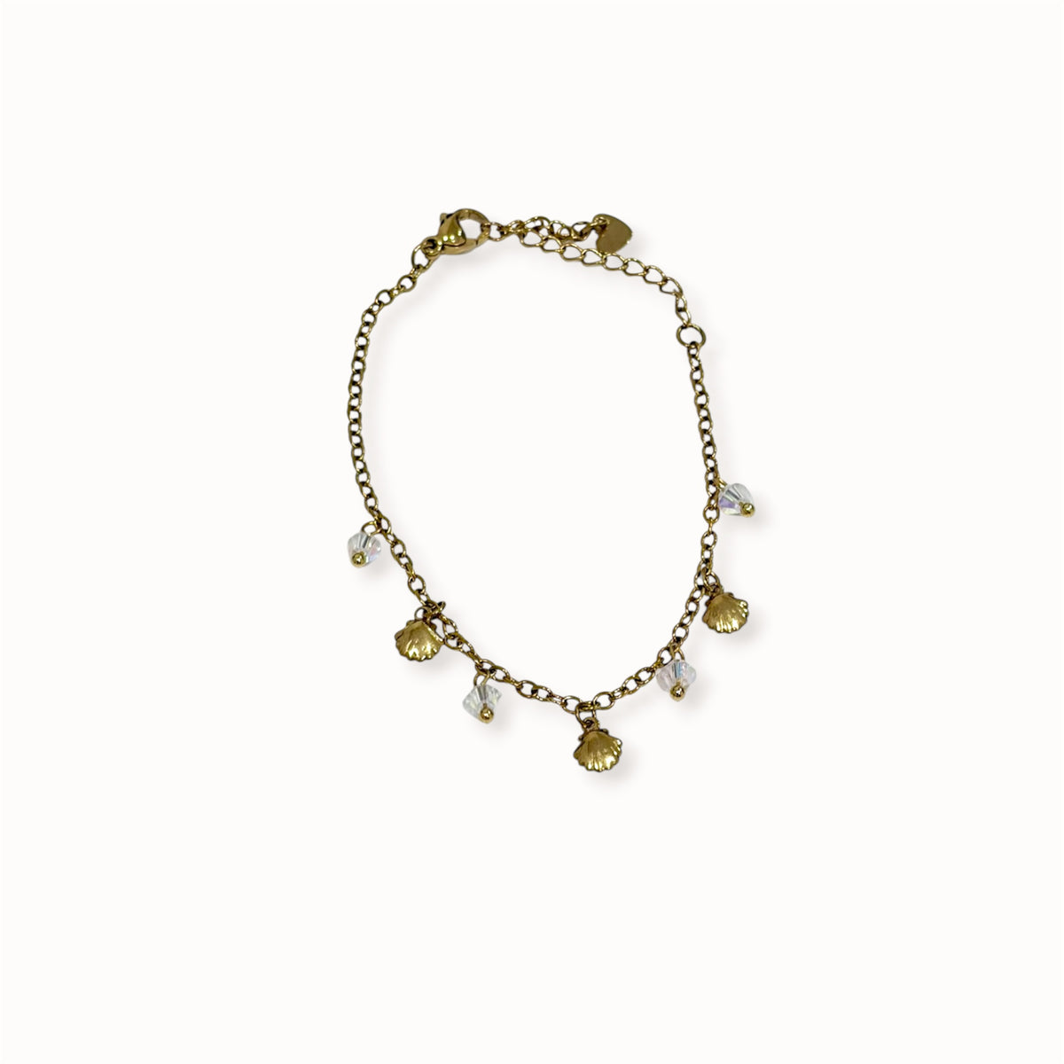 Bracelet petites breloques et cristaux doré