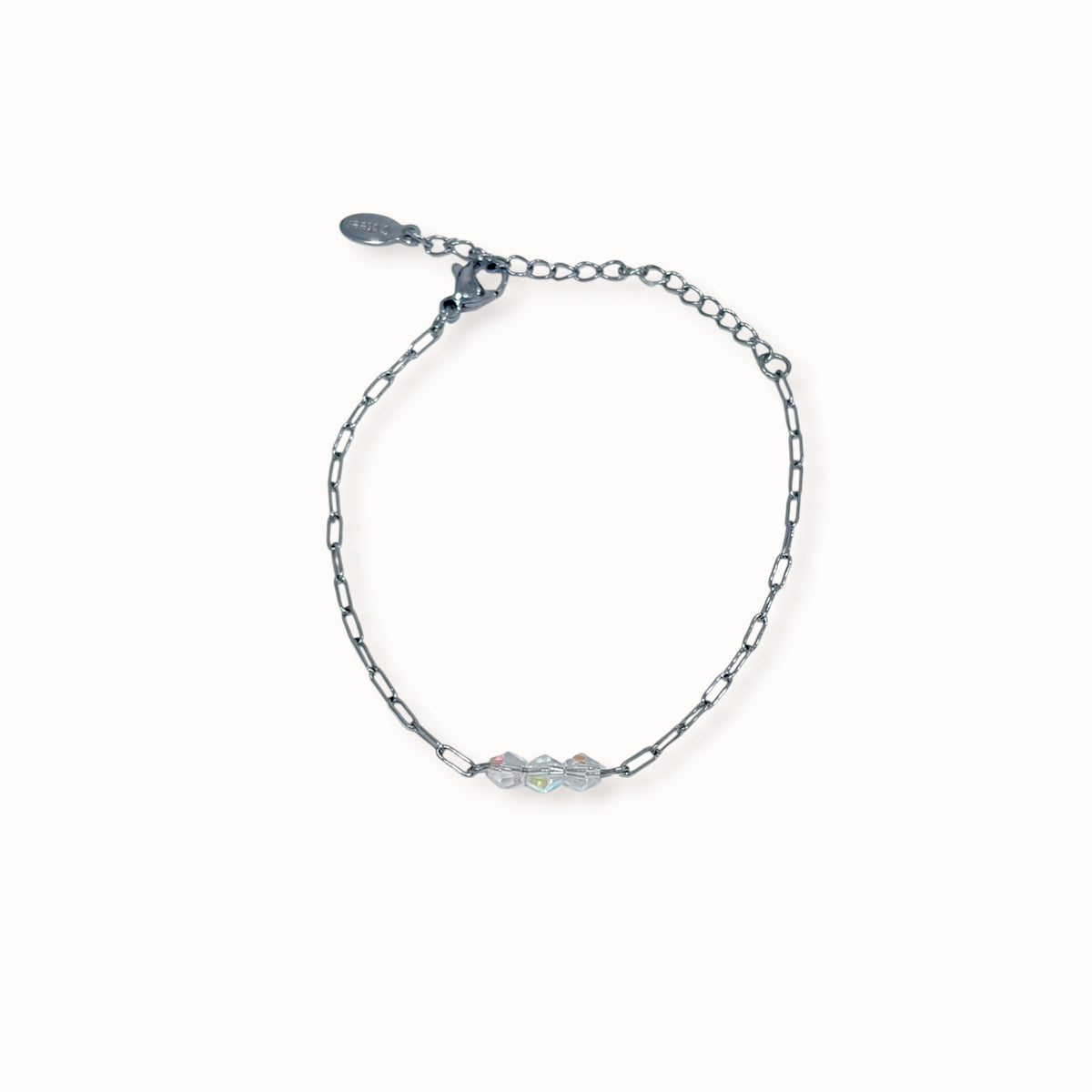Bracelet 3 cristaux argenté