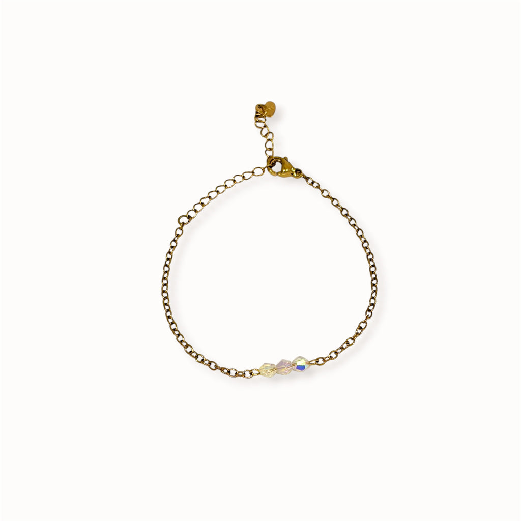 Bracelet 3 cristaux doré