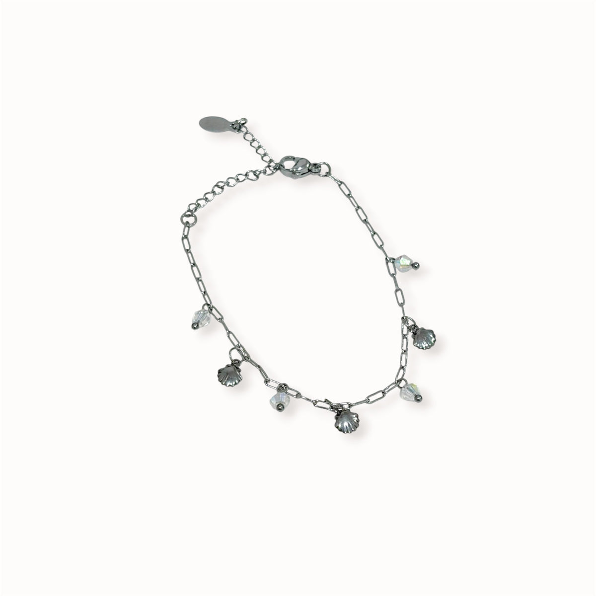 Bracelet petites breloques et cristaux argenté