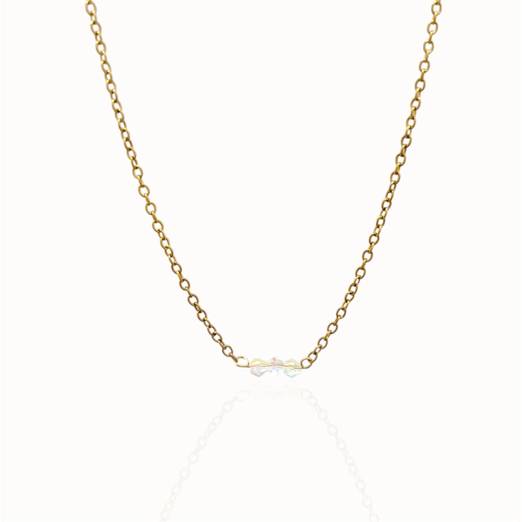 Collier 3 cristaux doré