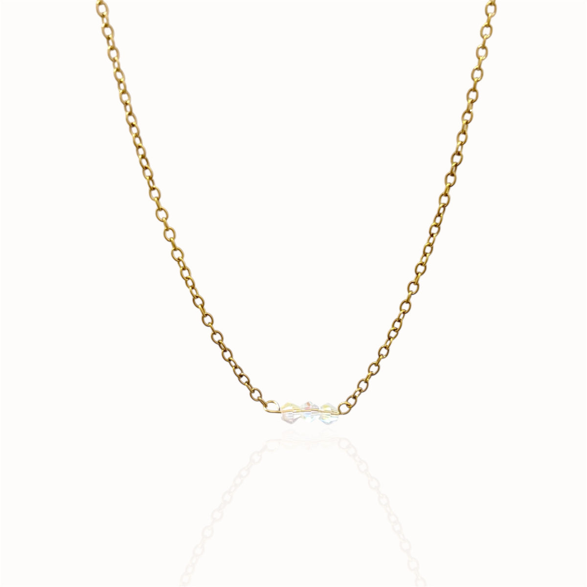 Collier 3 cristaux doré