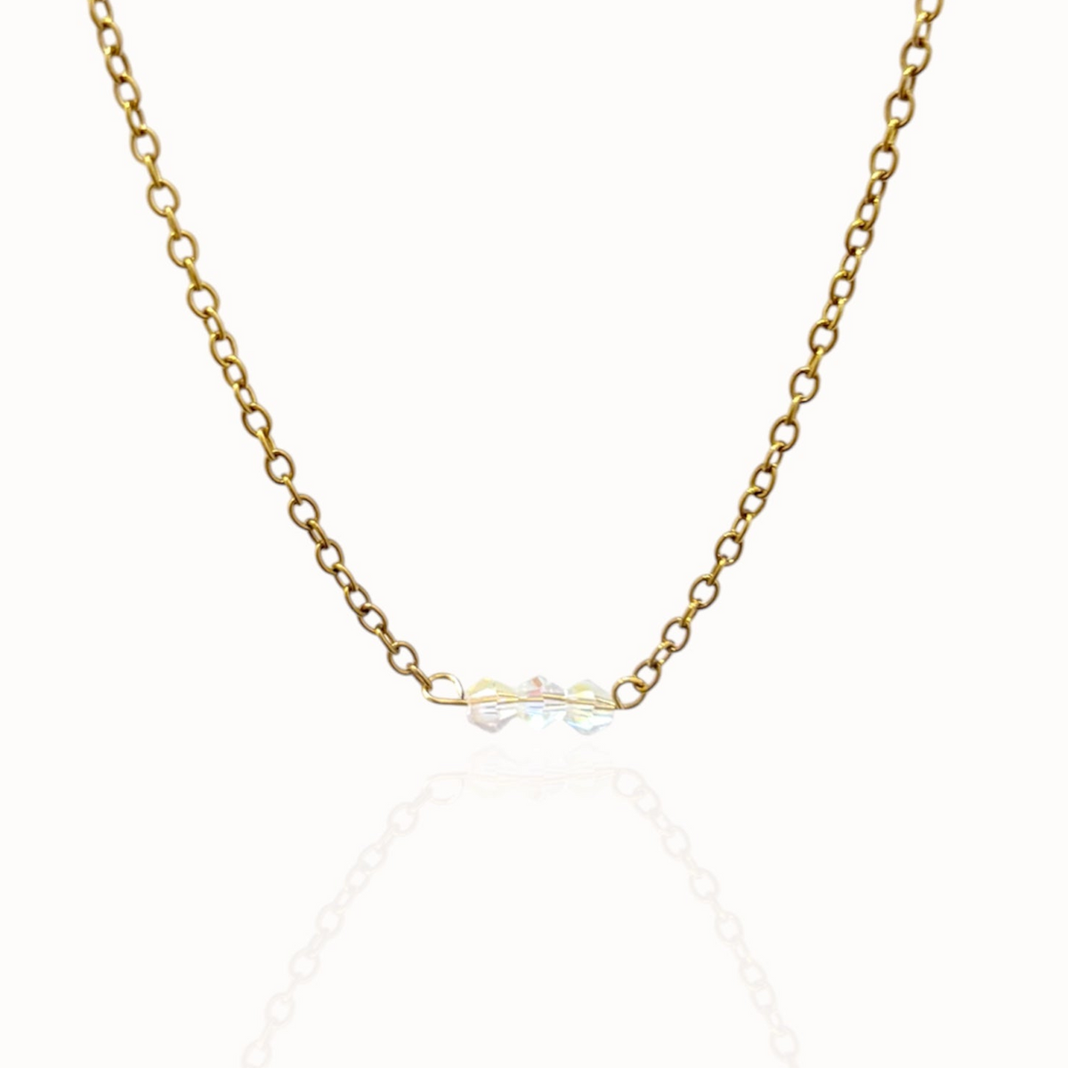 Collier 3 cristaux doré