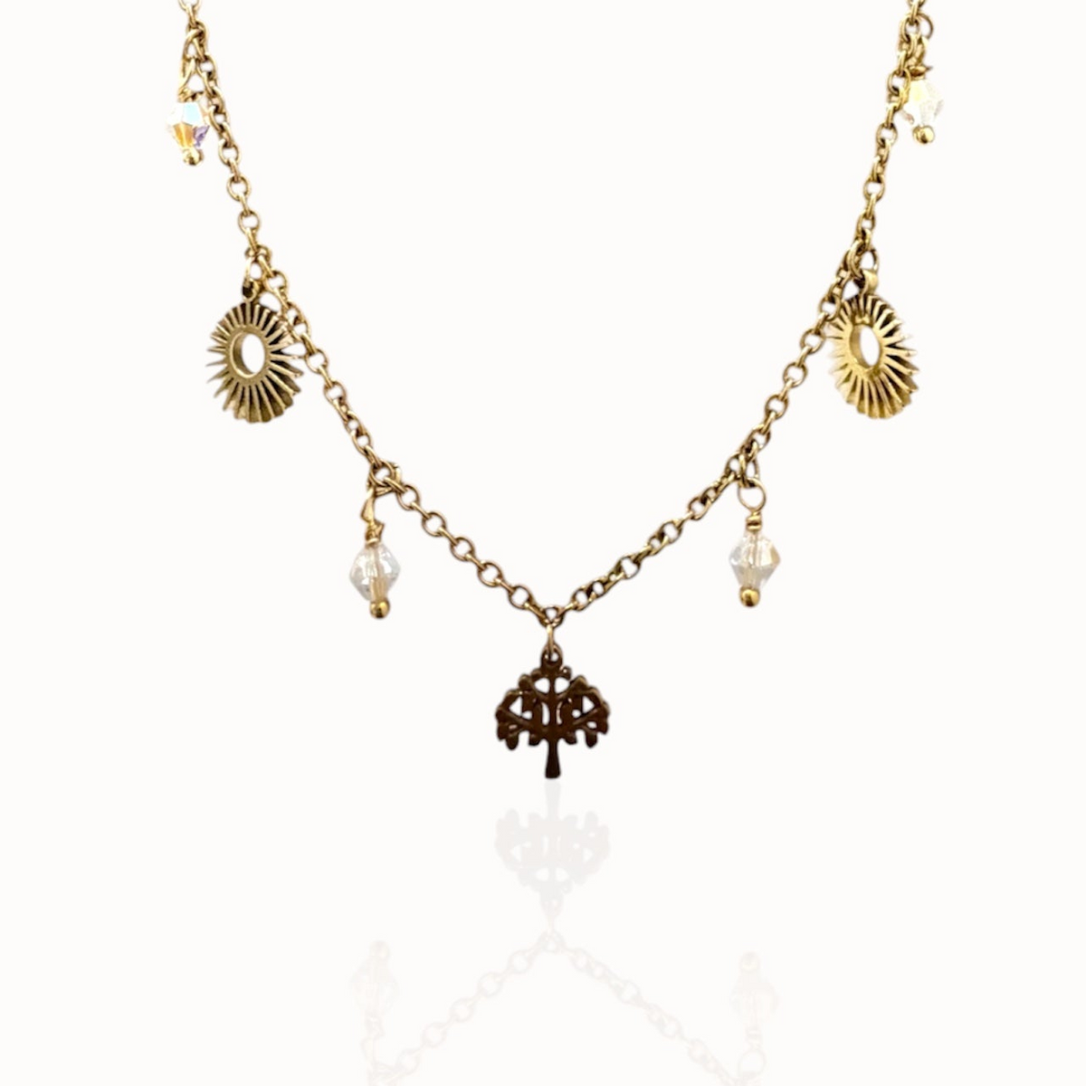 Collier breloques avec cristaux doré