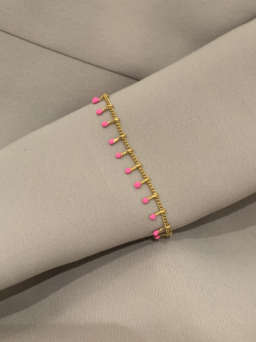 Bracelet Fine Perles en Acier Inoxydable Rose