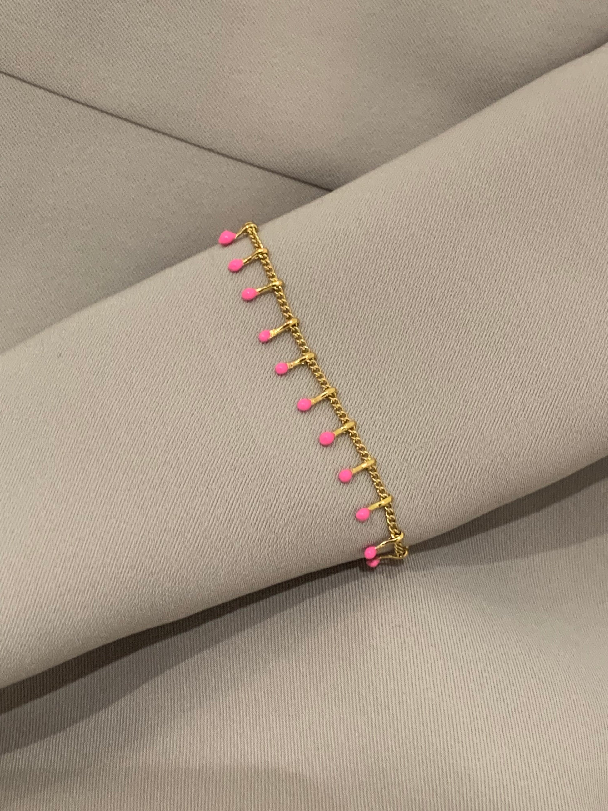 Bracelet Fine Perles en Acier Inoxydable Rose