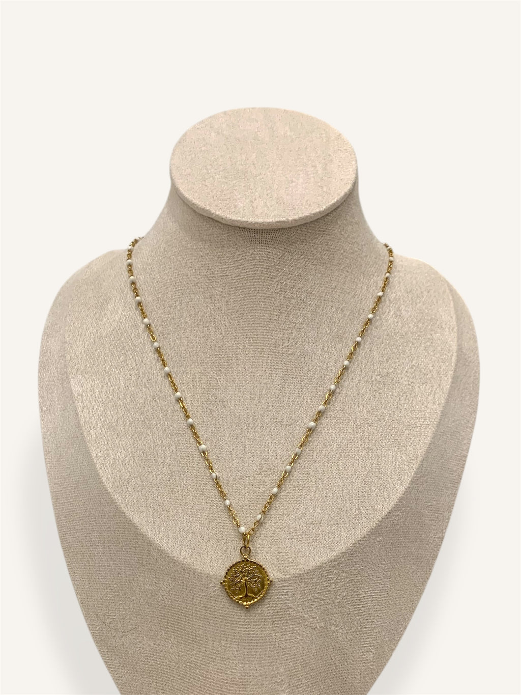 Collier à Pendentif en Acier Inoxydable Blanc