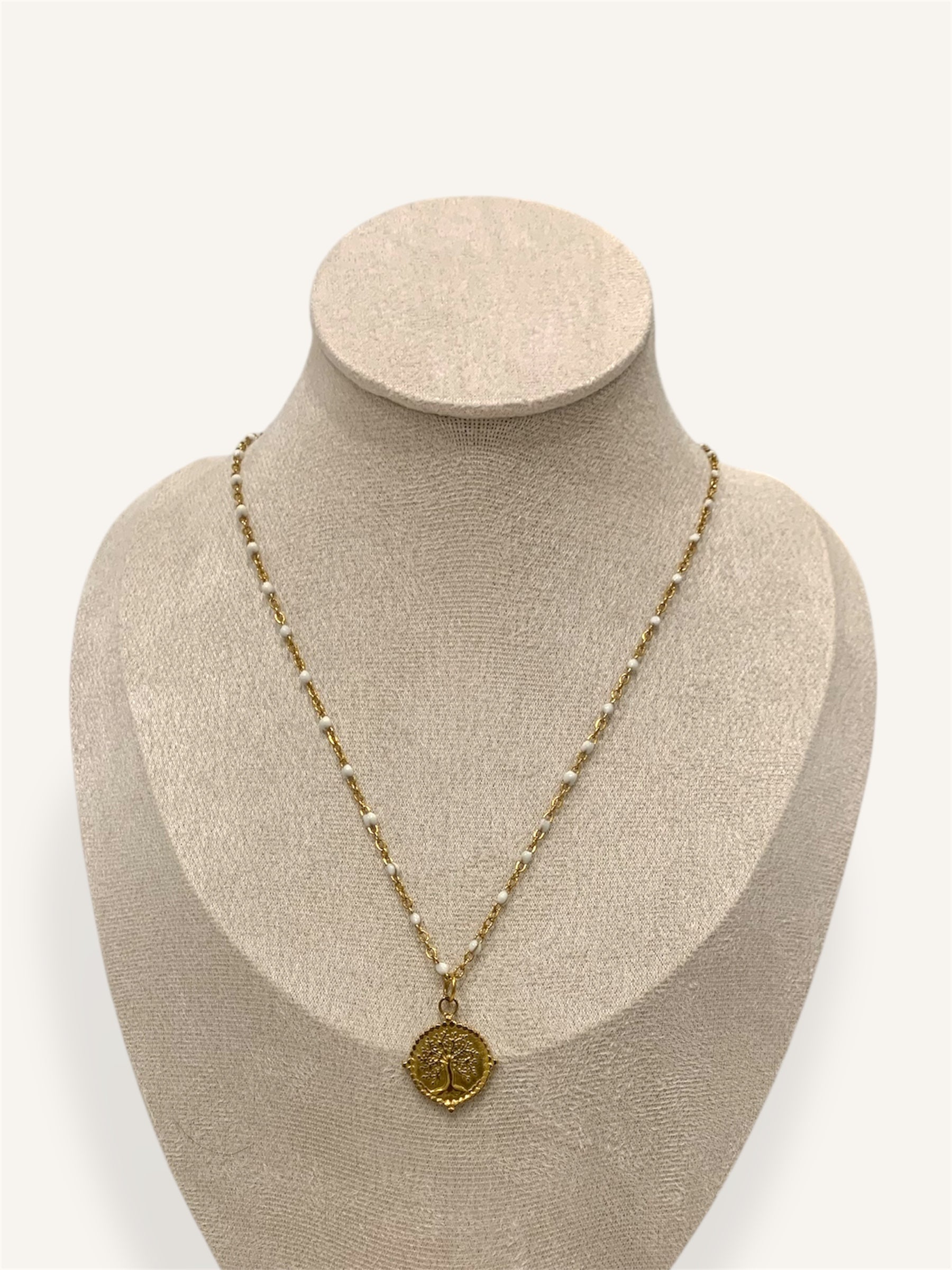 Collier à Pendentif en Acier Inoxydable Blanc