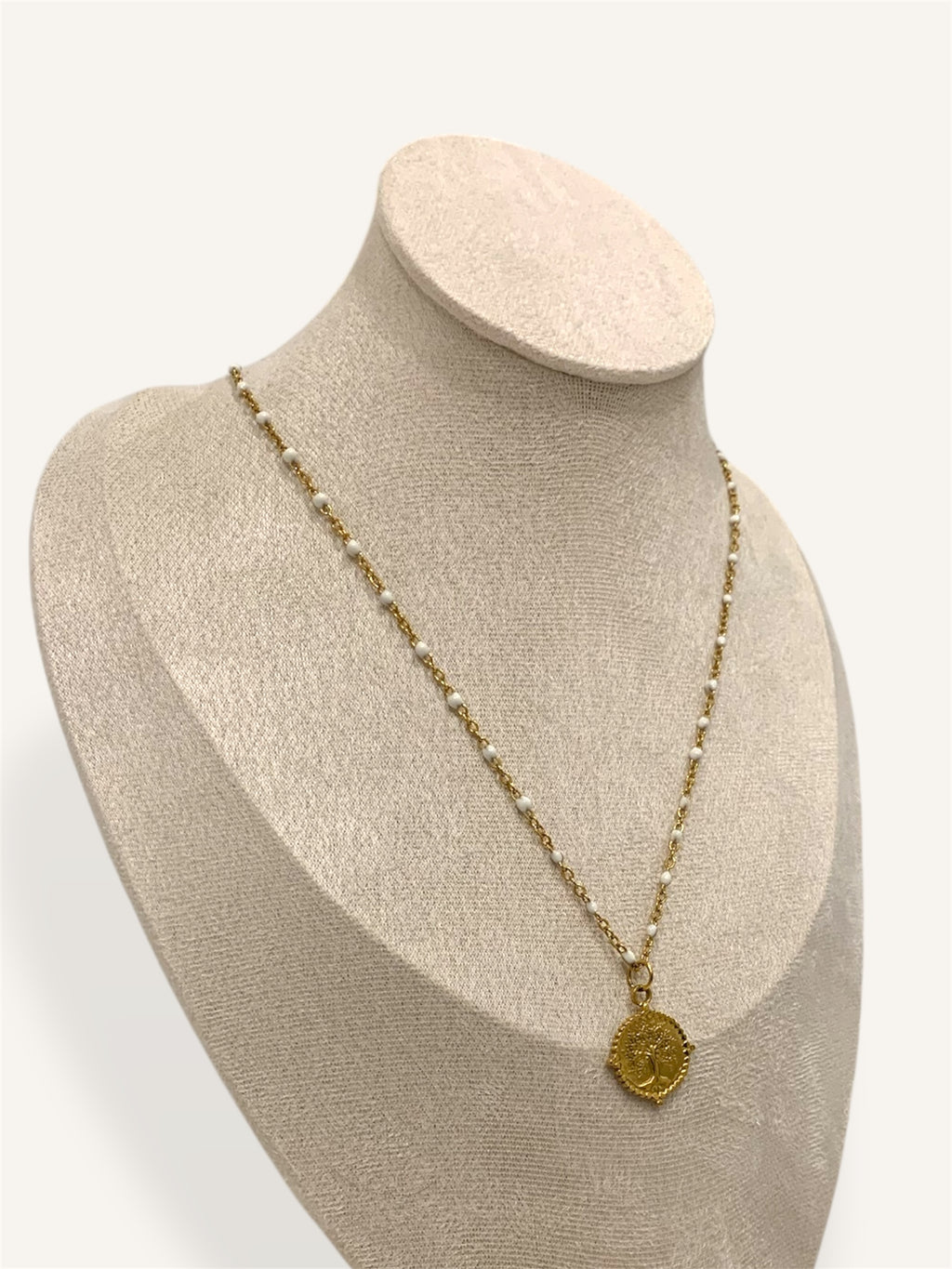 Collier à Pendentif en Acier Inoxydable Blanc